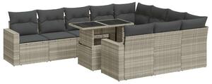 VidaXL Polyrattan Kerti Ülőgarnitúra - 11 részes - Világosszürke