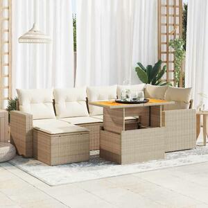 VidaXL Polyrattan Kerti Ülőgarnitúra - 7 részes - Bézs