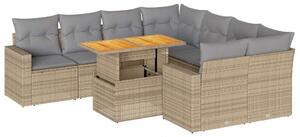 VidaXL Polyrattan Kerti Ülőgarnitúra - 9 részes - Bézs