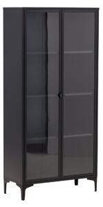 Könyvespolc Romcamu 103, Ajtókkal, Zárt, Üveg, Fém, 190x90x40cm, Fekete