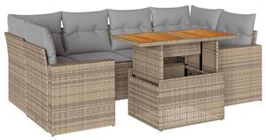 VidaXL Polyrattan Kerti Ülőgarnitúra - 7 részes - Bézs