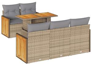 VidaXL Polyrattan Kerti Ülőgarnitúra - 6 részes - Bézs