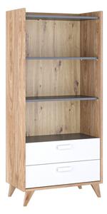 Könyvespolc Enofere 101, Fiókokkal, Nyitott, Laminált forgácslap, 157x72x40cm, Szürke, Fehér, Tölgy