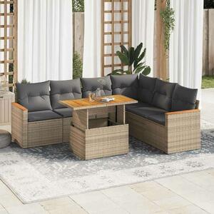 VidaXL Polyrattan Kerti Ülőgarnitúra - 7 részes - Bézs