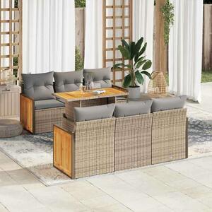 VidaXL Polyrattan Kerti Ülőgarnitúra - 7 részes, Bézs