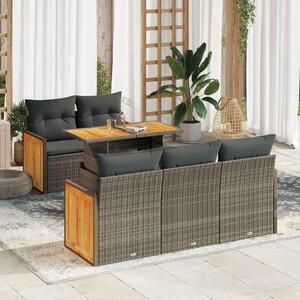 VidaXL Polyrattan Kerti Ülőgarnitúra - 6 részes - Szürke
