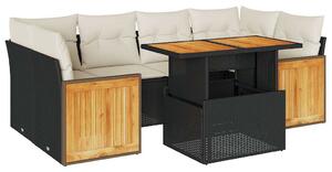 VidaXL Polyrattan Kerti Ülőgarnitúra - 7 részes - Fekete