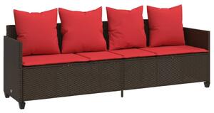 VidaXL barna polyrattan napozóágy párnával