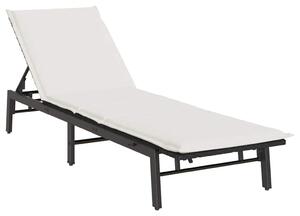 VidaXL fekete polyrattan napozóágy párnával