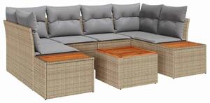 VidaXL Kerti Kanapé Szett párnával 6 pcs Bézs Poli rattan