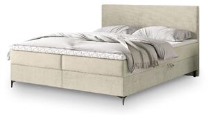 TORREL kárpitozott boxspring franciaágy 140x200 – krémszínű