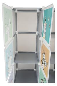 KONDELA Gyerek moduláris szekrény, szürke/gyerek minta, BIARO