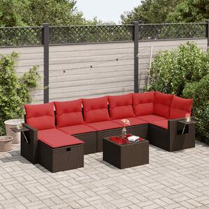 VidaXL 8 részes barna polyrattan kerti ülőgarnitúra párnákkal