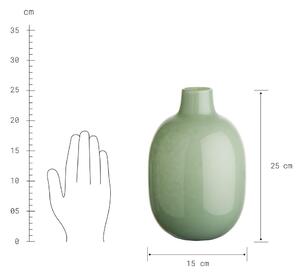 JADE üveg váza, pasztell zöld 25cm