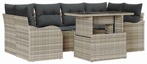 VidaXL Kerti Kanapé Szett párnával 7 pcs Világosszürke Poly Rattan