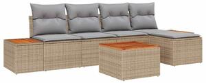 VidaXL Kerti Kanapé Szett párnával 6 pcs Bézs Poli rattan