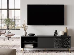 TV-állvány Ciretre 103, Közepes sűrűségű farostlemez, Laminált forgácslap, 58x180x41cm, Aranysárga, Fekete