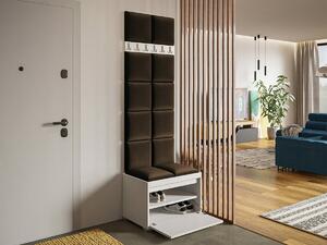 Előszoba garnitúra Comfivo Pinus VII, 207x65x34cm, Barna, Fehér, Kárpit, Laminált forgácslap