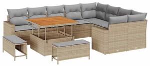 VidaXL Kerti Kanapé Szett 13 pcs Beige és Világosszürke polirattan