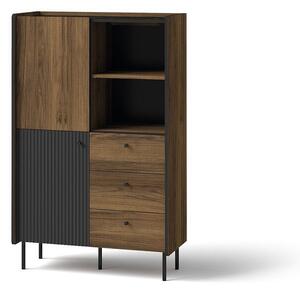 Könyvespolc Tivsali 103, Zárt, Laminált forgácslap, 140x88x40cm, Dió, Matt fekete