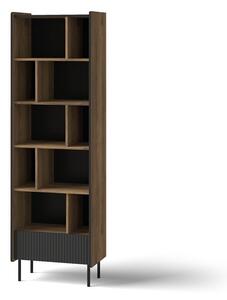 Könyvespolc Tivsali 109, Nyitott, Laminált forgácslap, 191x59x40cm, Dió, Matt fekete