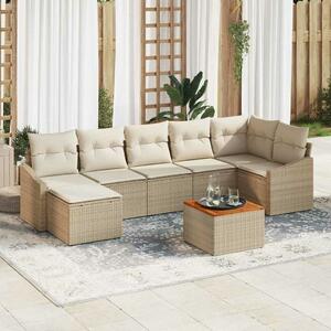 VidaXL Kerti Kanapé Szett tárolóval 8 pcs Beige és krém polirattan