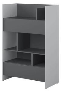 Könyvespolc Concept Pro Lenart IX, Nyitott, Fiókokkal, Laminált forgácslap, 138x92x46cm, Grafit, Szürke