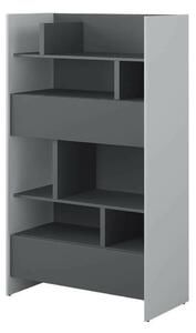Könyvespolc Concept Pro Lenart X, Nyitott, Fiókokkal, Laminált forgácslap, 158x92x46cm, Grafit, Szürke