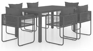 7 részes fekete PVC rattan kerti étkezőgarnitúra