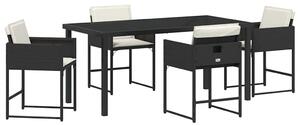 VidaXL Kert étkező szett 5 pcs Fekete polirattan