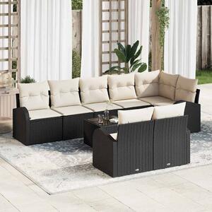 VidaXL Kerti Kanapé Szett párnával 9 pcs Fekete és fehér Poli rattan