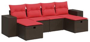 VidaXL 6 részes barna polyrattan kerti ülőgarnitúra párnával