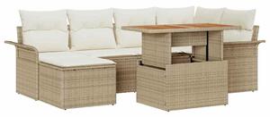 VidaXL Kerti Kanapé Szett tárolóval 7 pcs Bézs Poli rattan