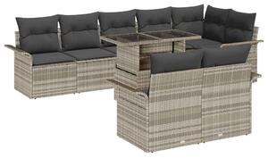 VidaXL Kerti Kanapé Szett párnával 9 pcs Világosszürke Poli rattan