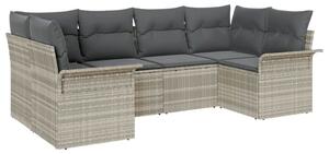 VidaXL Kerti Kanapé Szett párnával 6 pcs Világosszürke polirattan