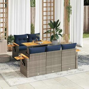 VidaXL 6 részes szürke polyrattan kerti ülőgarnitúra párnákkal