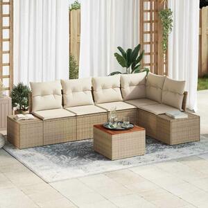 VidaXL Kerti Kanapé Szett tárolóval 6 pcs Beige és krém polirattan