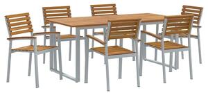 VidaXL Kert étkező szett 7 pcs Szürke Tömör Akácfa