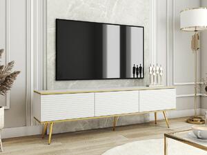 TV-állvány Princal III, Laminált forgácslap, Közepes sűrűségű farostlemez, 53x175x32cm, Aranysárga, Fehér