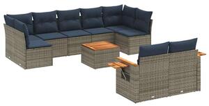 VidaXL 10 részes szürke polyrattan kerti ülőgarnitúra párnával