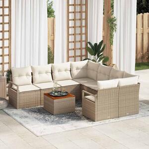 VidaXL Kerti Kanapé Szett tárolóval 9 pcs Beige és krém polirattan