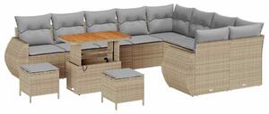 VidaXL Kerti Kanapé Szett 12 pcs Beige és Világosszürke Poly Rattan