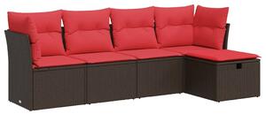 VidaXL 5 részes barna polyrattan kerti ülőgarnitúra párnával