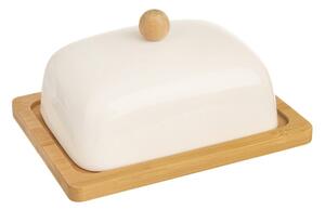 Whiteline fehér porcelán vajtartó bambusz tálcával - Orion