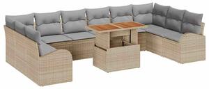 VidaXL Kerti Kanapé Szett tárolóval 11 pcs Bézs Poli rattan