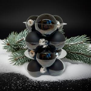 Black üveg karácsonyi gömb szett 12*6cm fekete