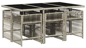 VidaXL 7 részes világosszürke polyrattan kerti étkezőszett párnával