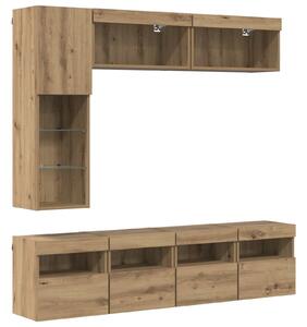 VidaXL TV szekrény LED -es lámpákkal 7 pcs Artisan tölgy Faanyag