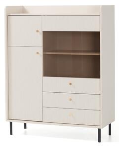 Komód Sorsale 101, Üveg, Laminált forgácslap, 132x103x42cm, Világosbarna