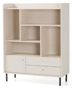 Könyvespolc Sorsale 102, Fiókokkal, Ajtókkal, Laminált forgácslap, 133x104x42cm, Világosbarna